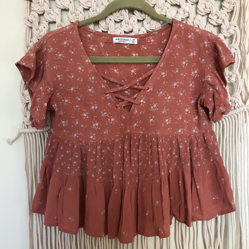 Ditsy Floral Baby Doll Crop Top Blouse Size X-Small